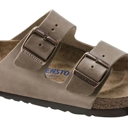 Men's Arizona Birkenstock Leather Sandals with Soft Insole, Tobacco Brown