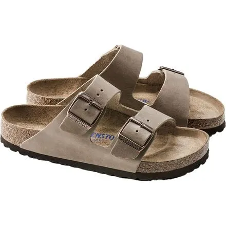 Men's Arizona Birkenstock Leather Sandals with Soft Insole, Tobacco Brown