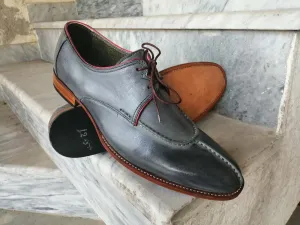 men's Gray Color lace up leather shoes Men Dress Formal Split Toe Shoe