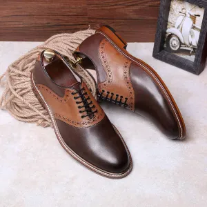 Men's Handmade Two Tone Derby Dress Leather Lace Up Oxford Shoes