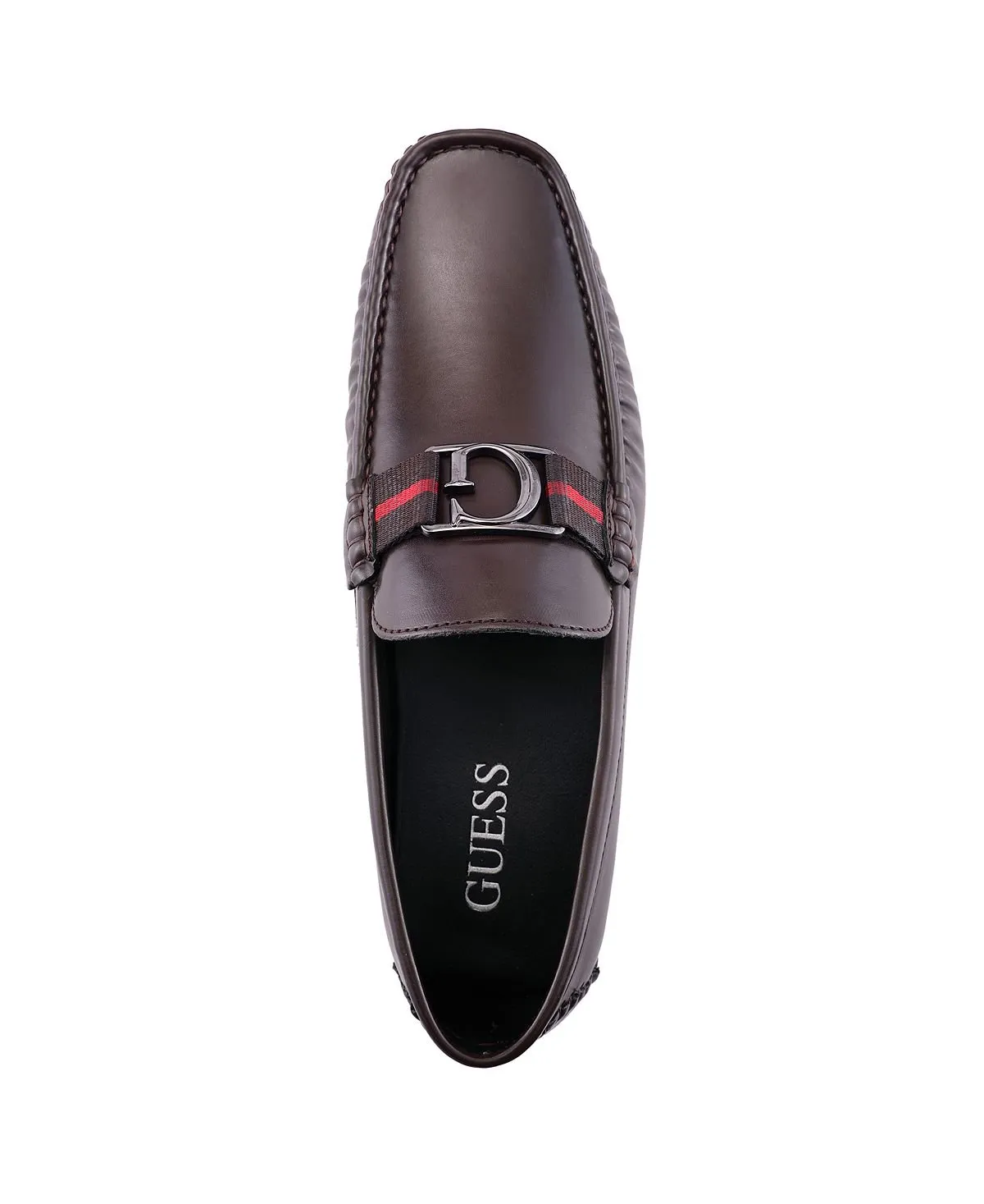 Men's slip-on slippers askers pod driver with g GUESS ornament, dark brown