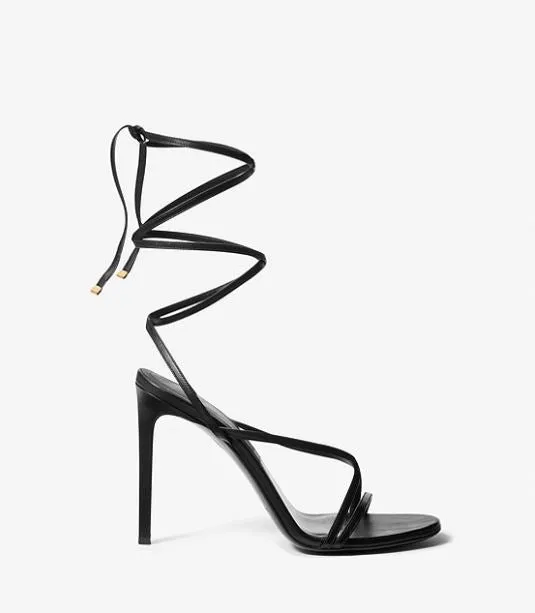 Michael Kors Dahlia Leather Lace-Up Sandals, black