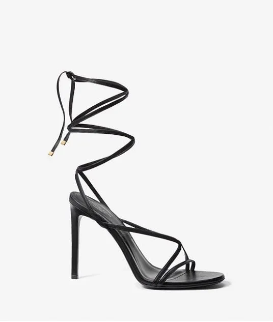 Michael Kors Dahlia Leather Lace-Up Sandals, black