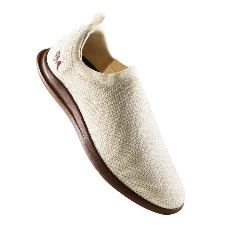 Neeman's ReLive Knit Slip On Sneakers | Ivory & Brown | Light-Weight & Comfortable