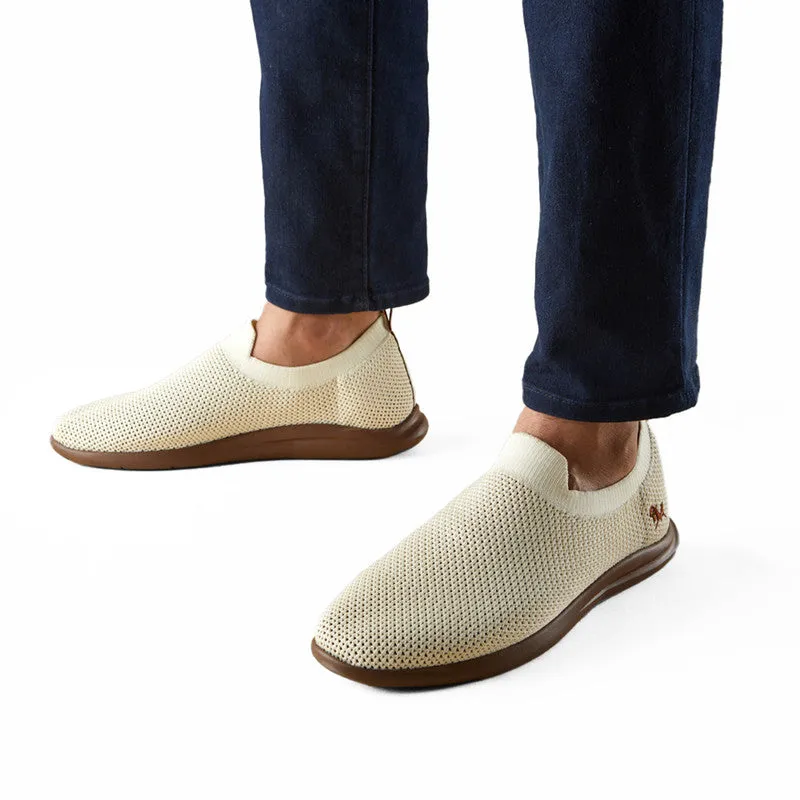 Neeman's Slip-On Casual Shoes for Men| Ivory & Brown | Padded Insole