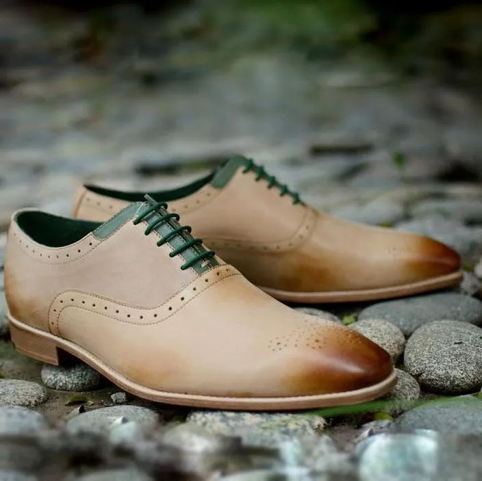 New Handmade Men Oxford light tan Leather Dress Shoe,Men dress shoes,