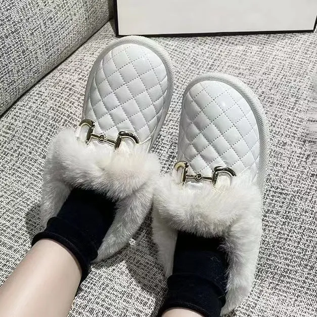 Owlkay Winter Women's Comfortable and Warm Furry Cotton Shoes