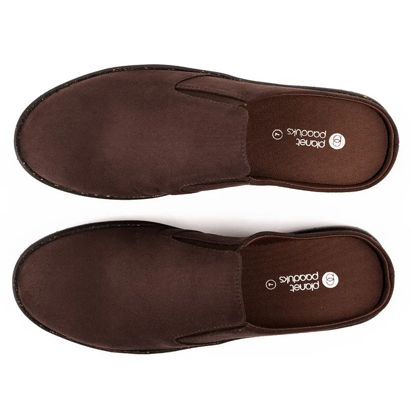 Paaduks Brown Slip-Ons Mules for Men | Vegan Suede