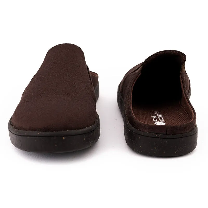 Paaduks Brown Slip-Ons Mules for Men | Vegan Suede