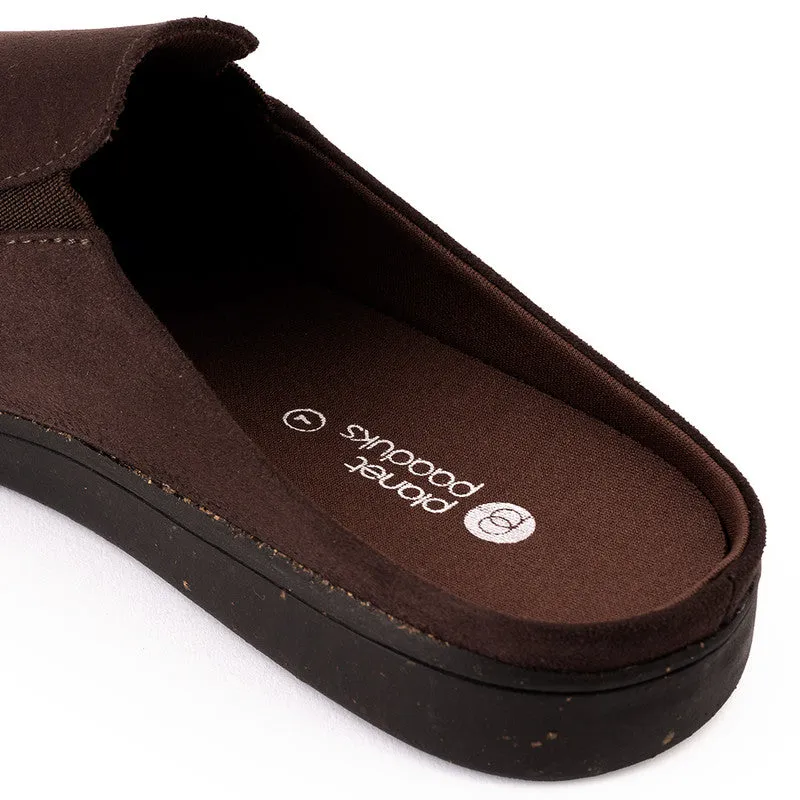 Paaduks Brown Slip-Ons Mules for Men | Vegan Suede