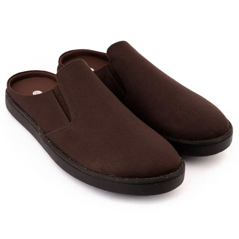 Paaduks Brown Slip-Ons Mules for Men | Vegan Suede