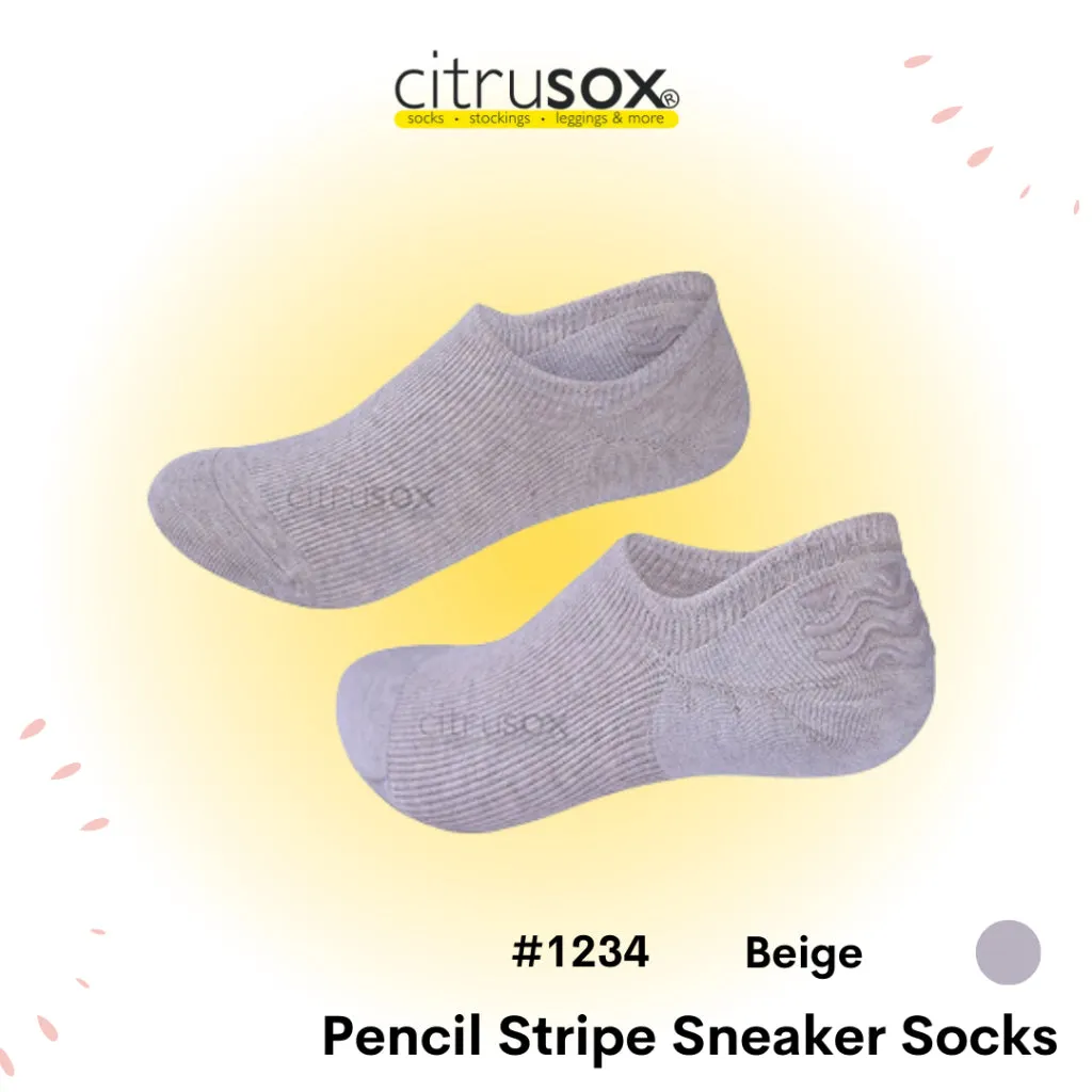 Pencil Stripe Sneaker Socks with Non-slip Heel