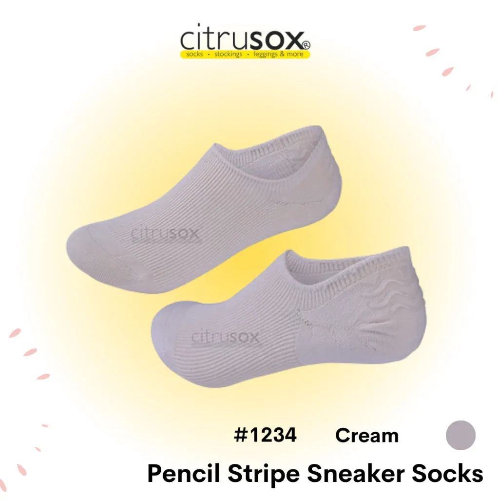 Pencil Stripe Sneaker Socks with Non-slip Heel