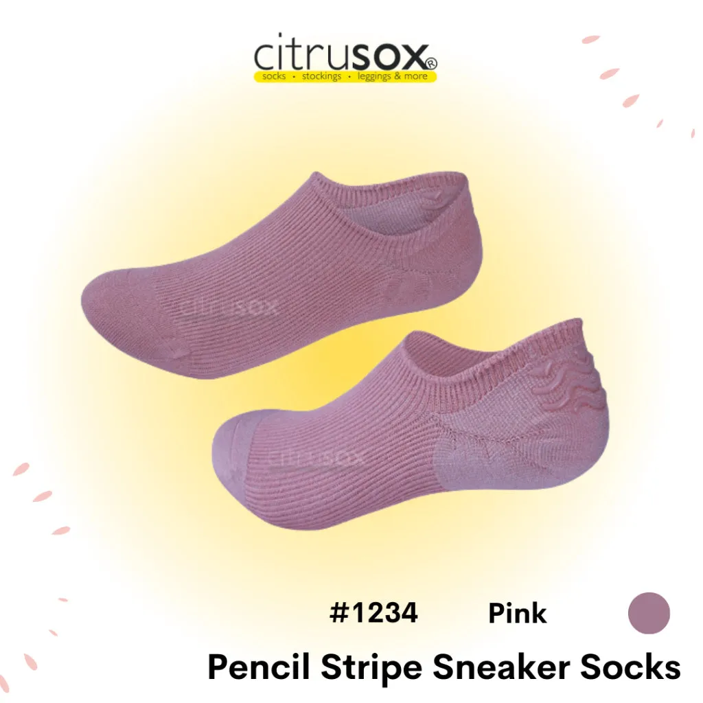 Pencil Stripe Sneaker Socks with Non-slip Heel