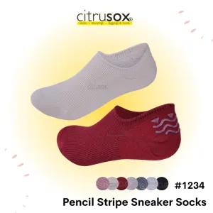 Pencil Stripe Sneaker Socks with Non-slip Heel