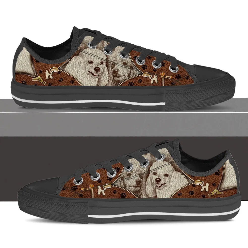 Poodle Low Top Shoes - Low Top Sneaker - Dog Walking Shoes Men Women, Dog Printed Shoes, Canvas Shoes For Men, Women