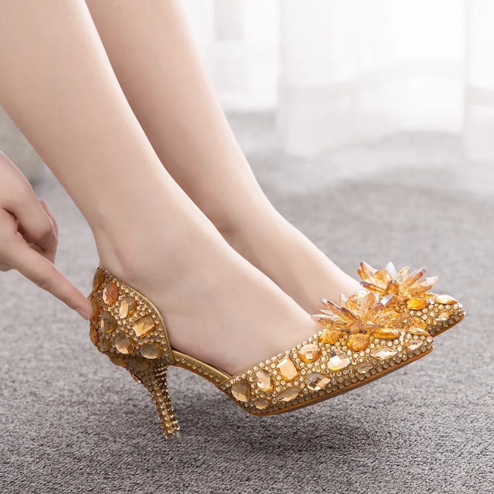 Rhinestone Crystal Princess Party Dress Shoes