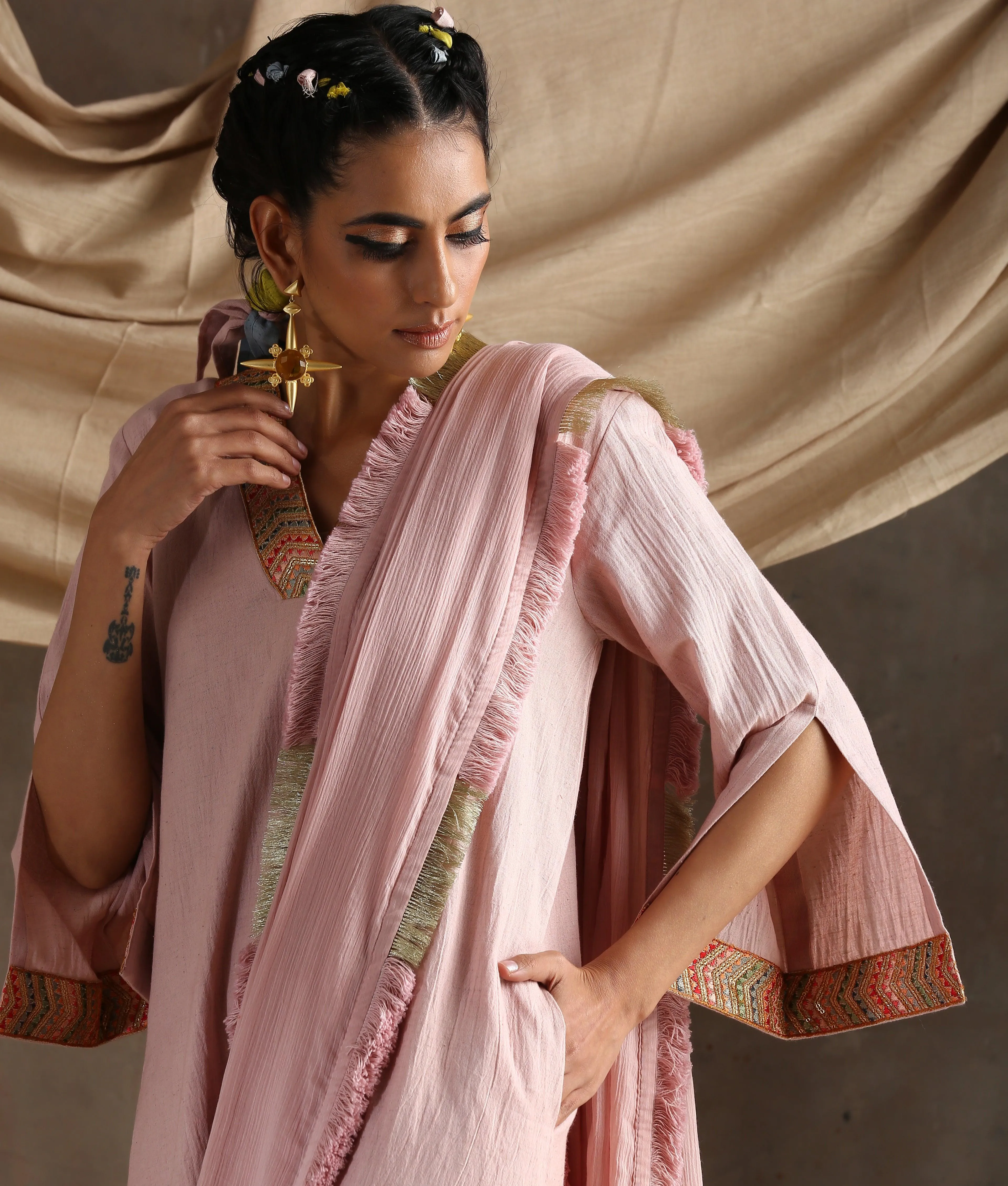 Rose Pink Pure Cotton Saree