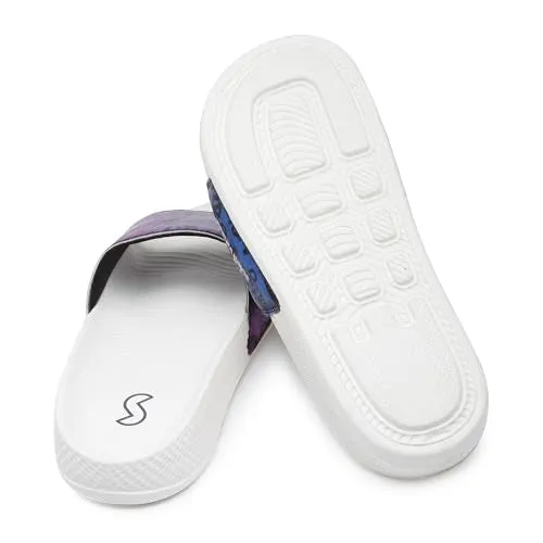 SOLETHREADS SPECTRUM | Comfortable Women Slides | Holographics Slides | Stylish & Waterproof | Soft Inner Lining On Strap | WHITE | 6UK