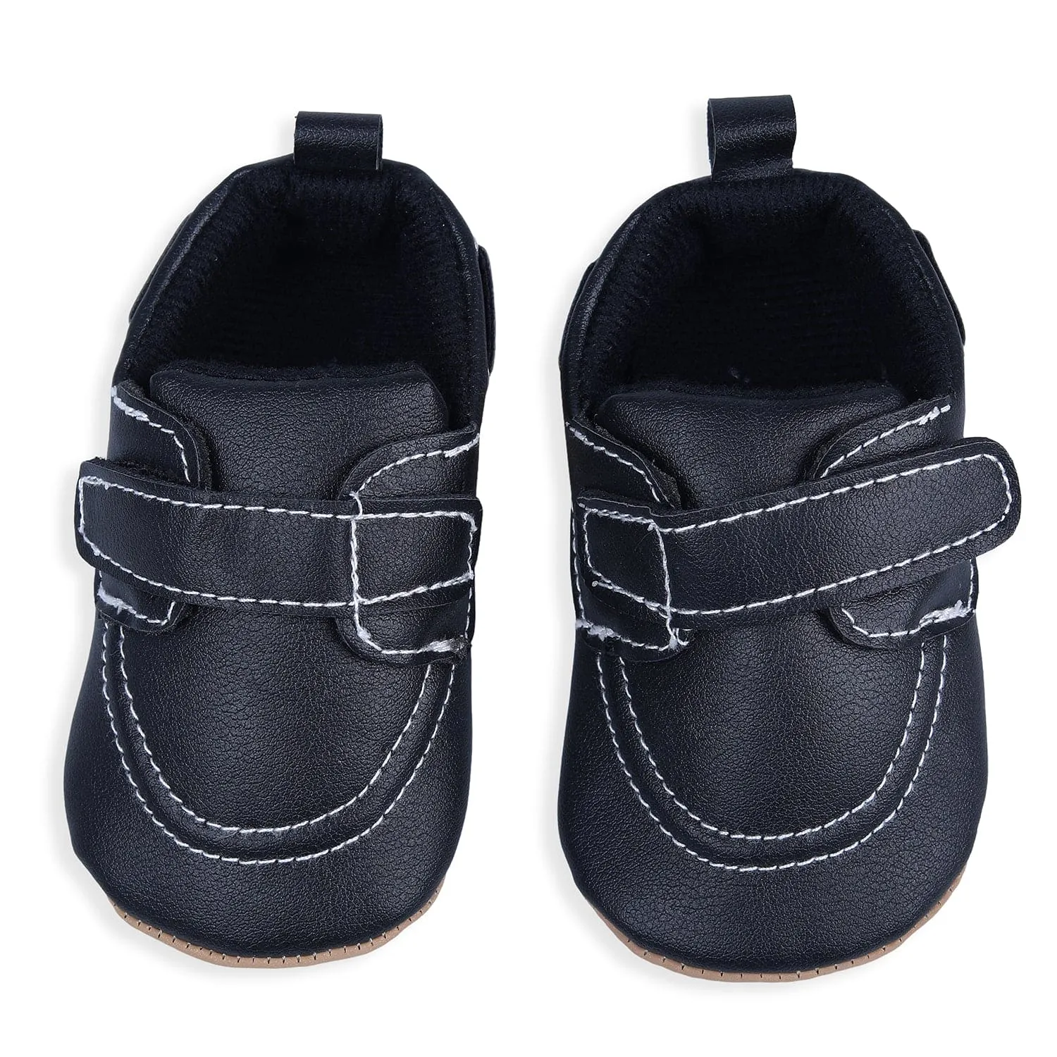 Solid Hookloop Stylish Leather Velcro Shoes - Black