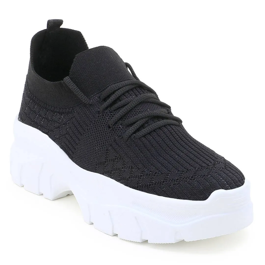 Stylish Black Mesh Sports Shoes