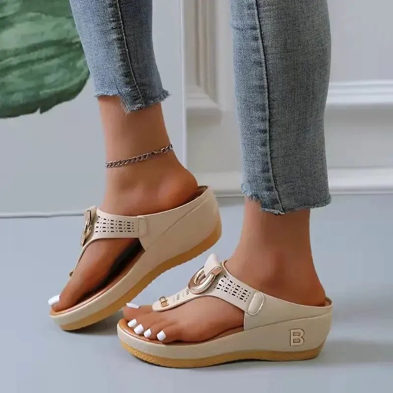 Summer Sandals Women 2024 Big Size Platform Wedges Sandals Slippers Non-Slip Open Toe Flip Flops Ladies Comfortable Beach Shoes