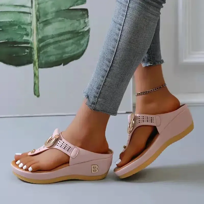 Summer Sandals Women 2024 Big Size Platform Wedges Sandals Slippers Non-Slip Open Toe Flip Flops Ladies Comfortable Beach Shoes