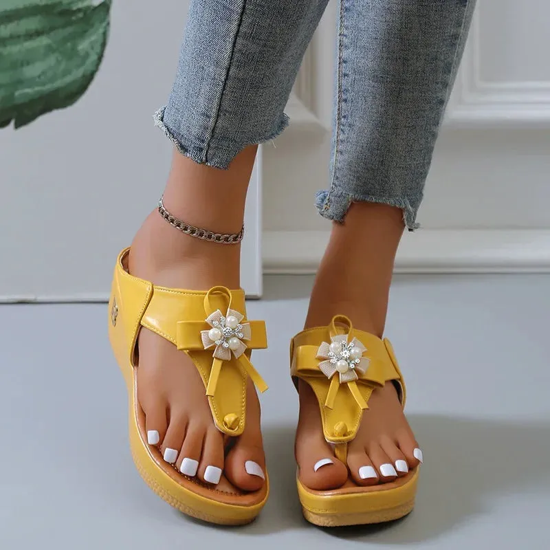 Summer Sandals Women 2024 Big Size Platform Wedges Sandals Slippers Non-Slip Open Toe Flip Flops Ladies Comfortable Beach Shoes