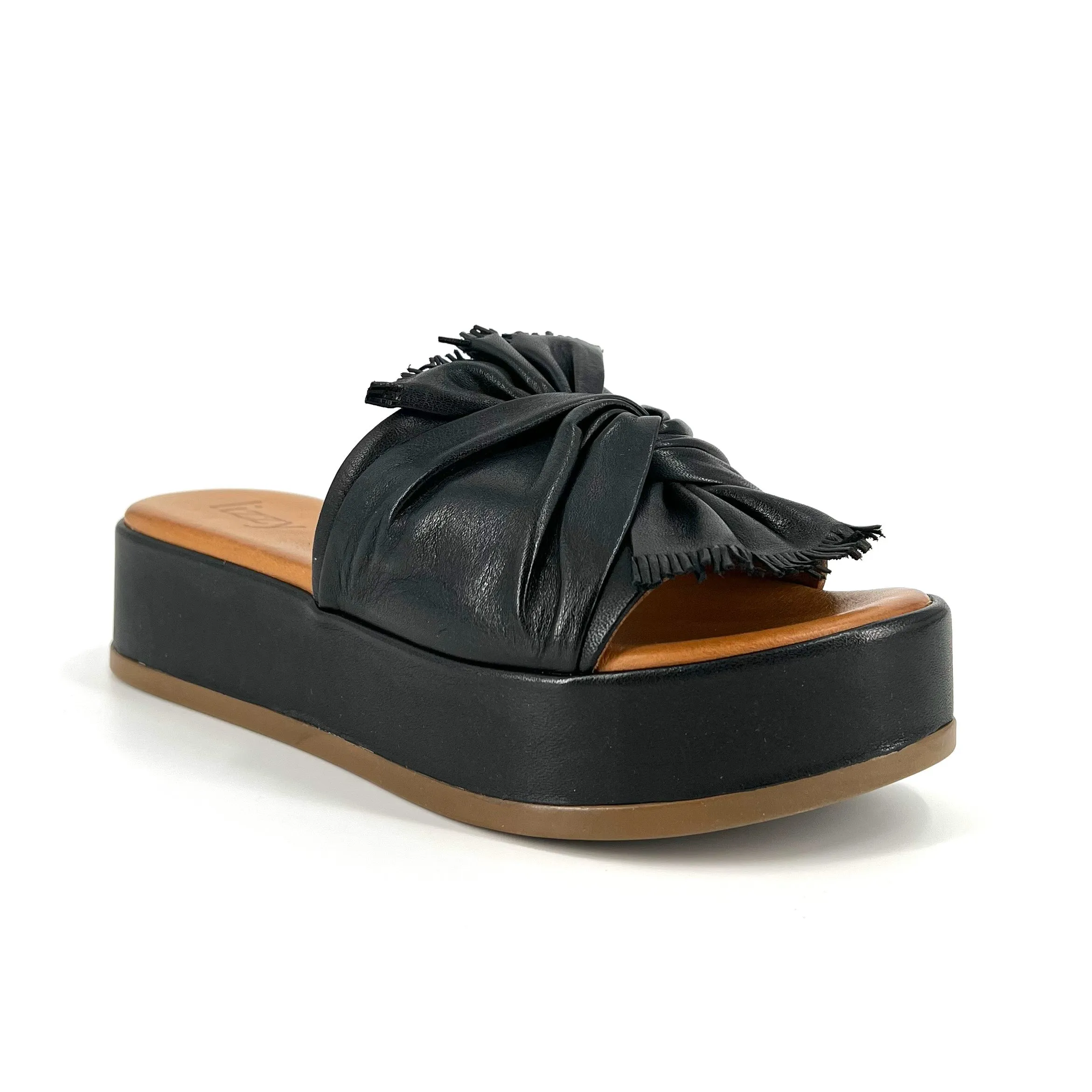 The Knotted Flatform Slide Sandal in Black