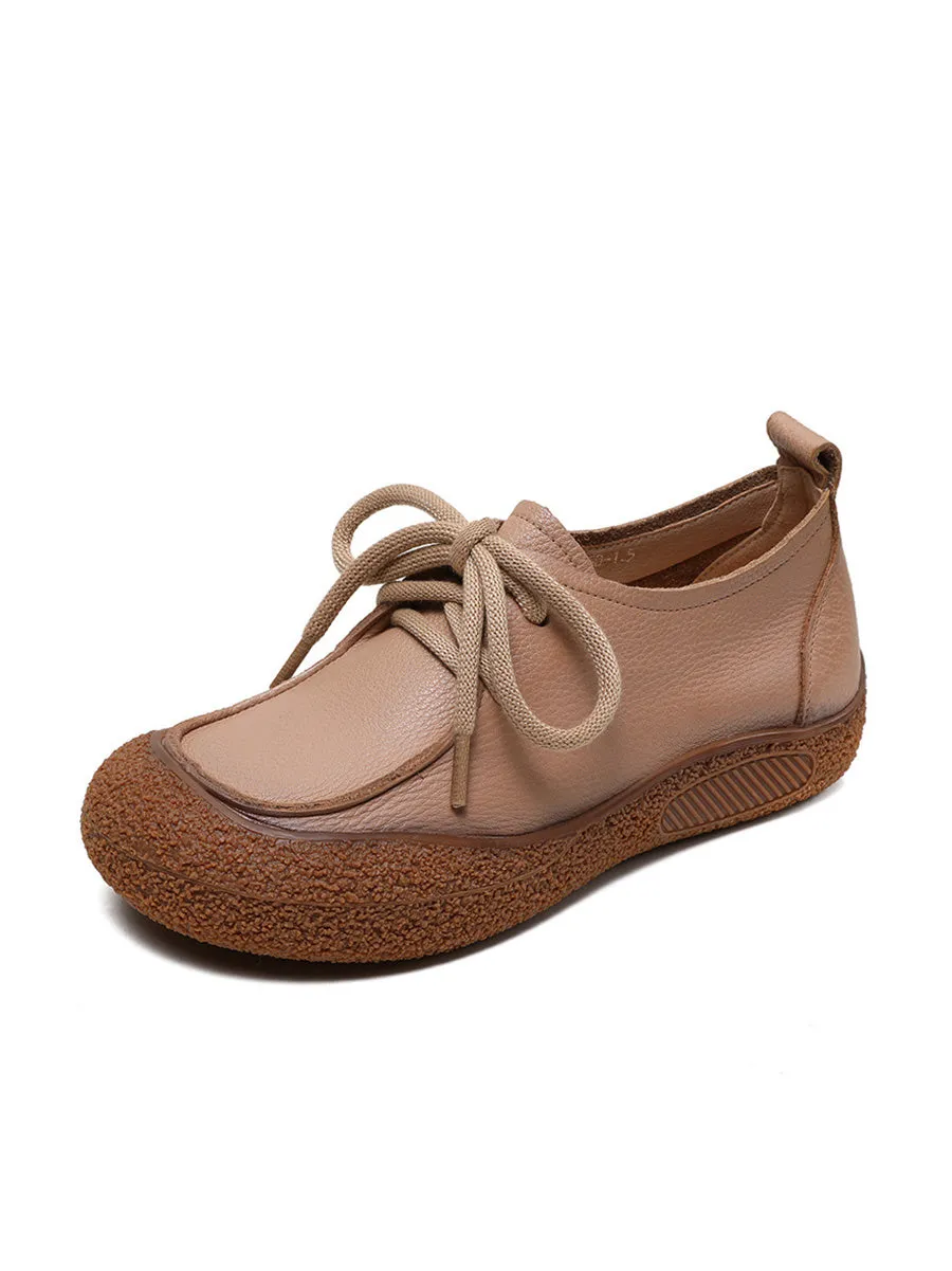 Women Casual Autumn Soft Leather Strap Flat Shoes