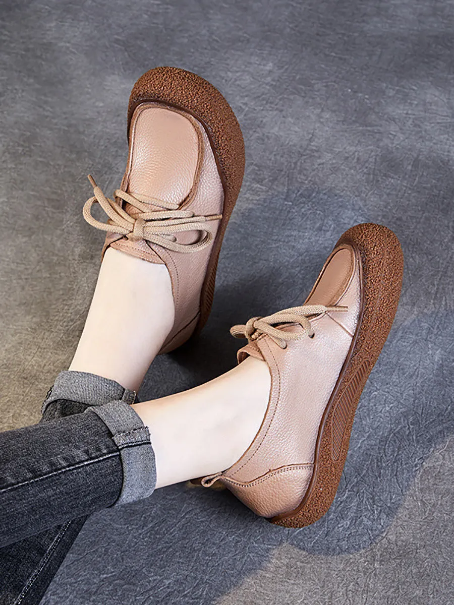 Women Casual Autumn Soft Leather Strap Flat Shoes