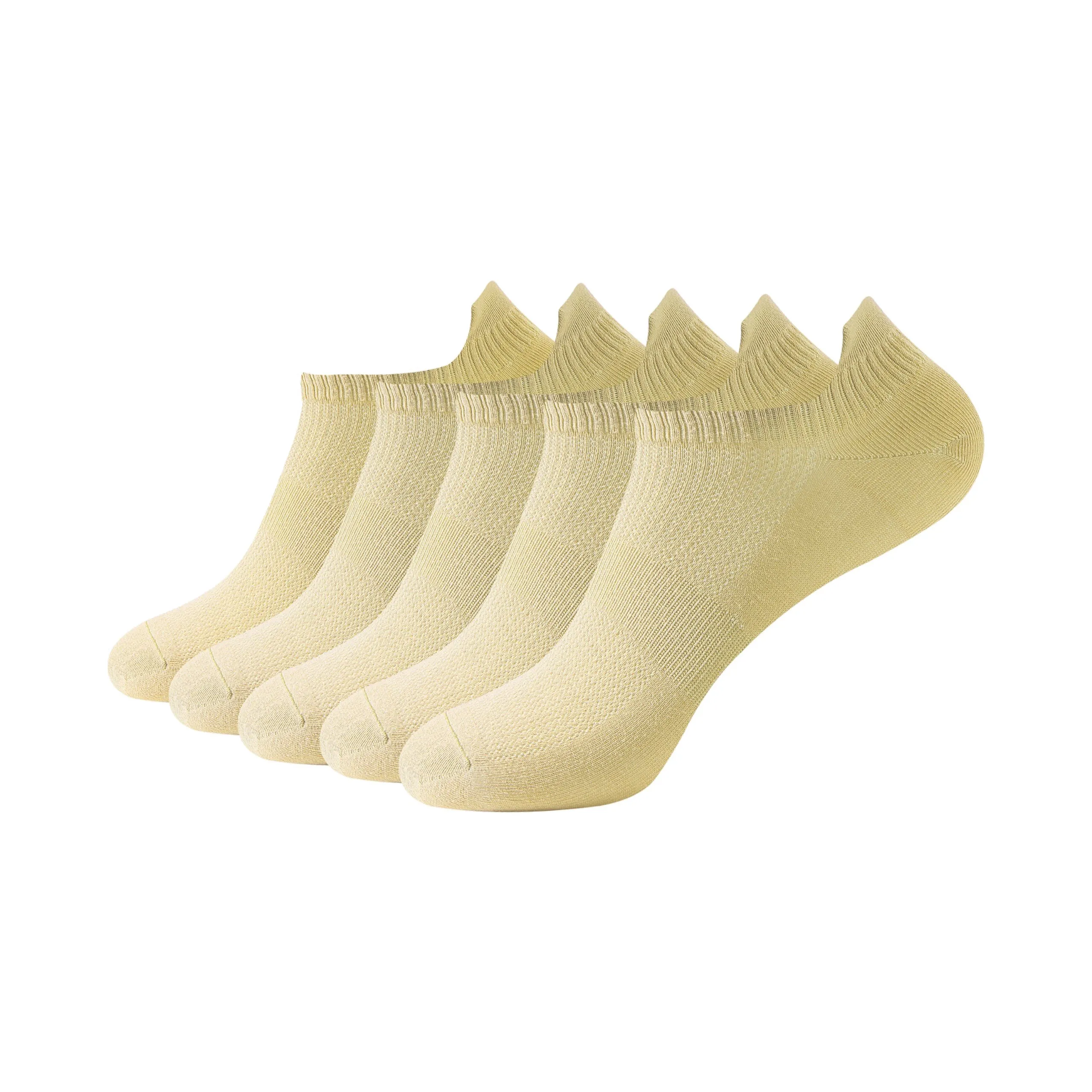 Women Ultra Thin Socks Bamboo Low Cut No Show Ventilating Low Ankle Anti Odor Arch Support Mesh Socks 5 Pairs