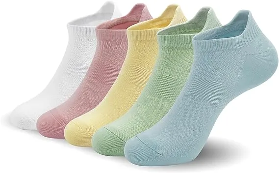 Women Ultra Thin Socks Bamboo Low Cut No Show Ventilating Low Ankle Anti Odor Arch Support Mesh Socks 5 Pairs